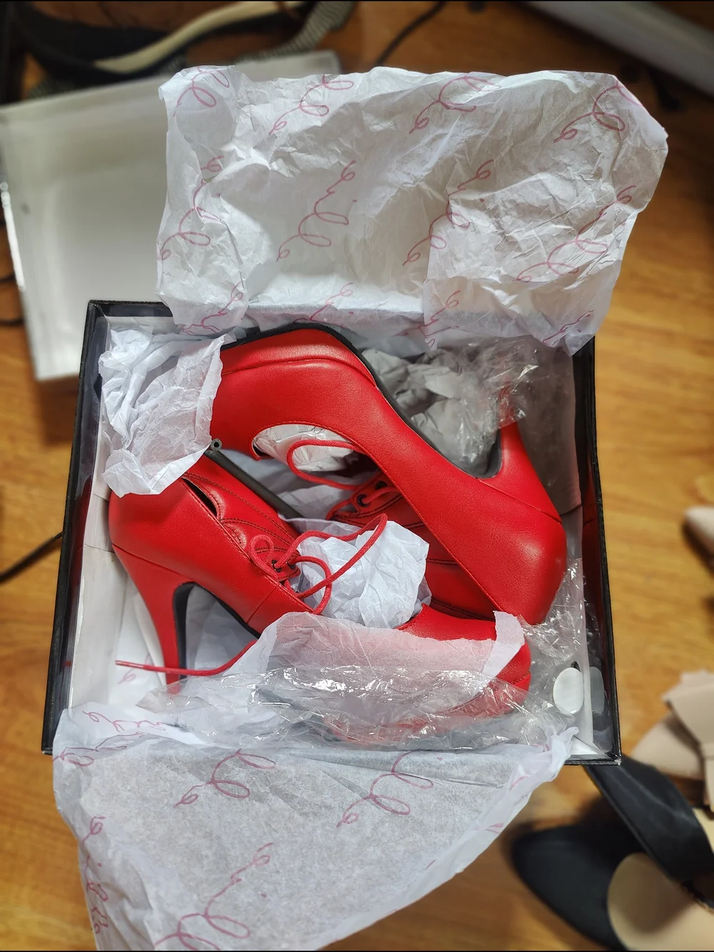 Ellie Red Wingback Lace-Up Platform Stiletto Pumps